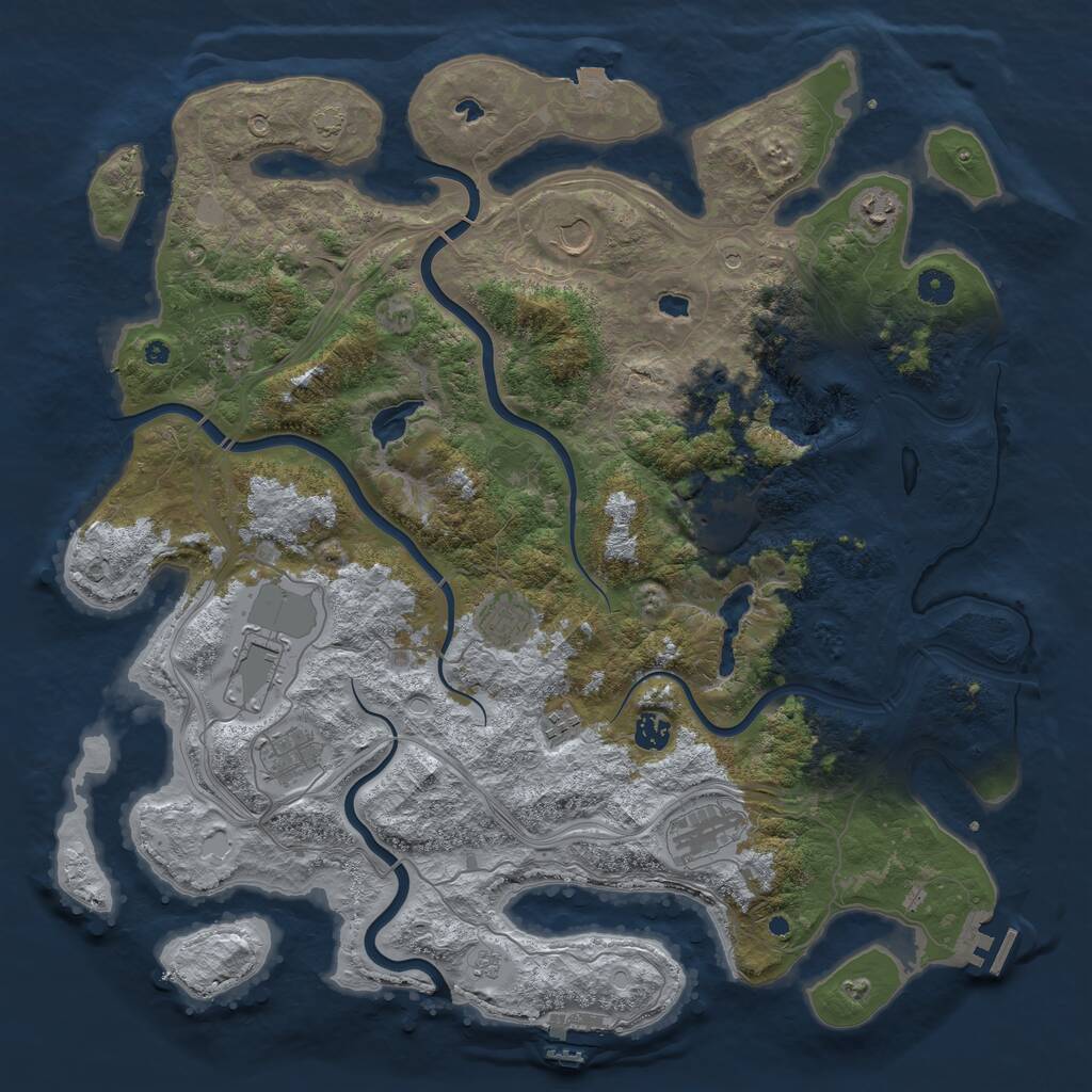 Rust Map: Procedural Map, Size: 4500, Seed: 361307847, 16 Monuments