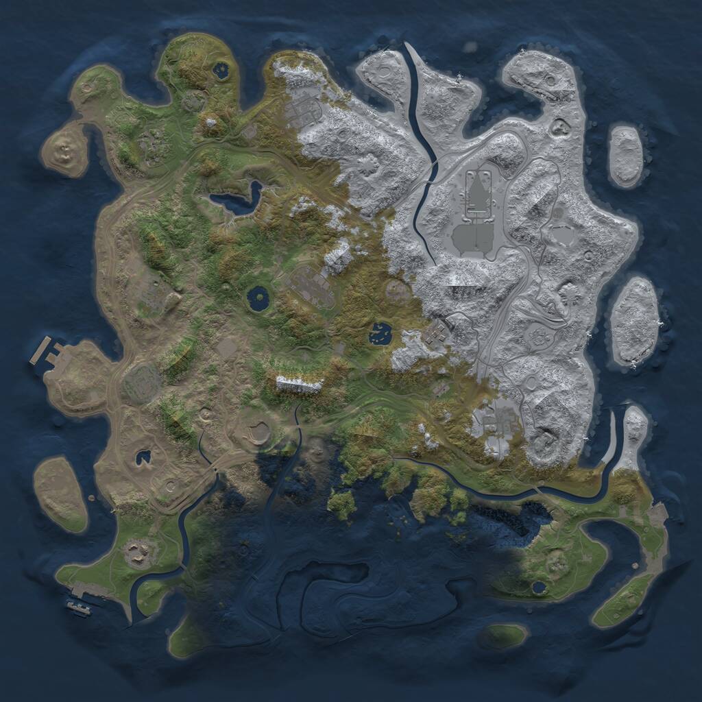 Rust Map: Procedural Map, Size: 4500, Seed: 724419496, 17 Monuments