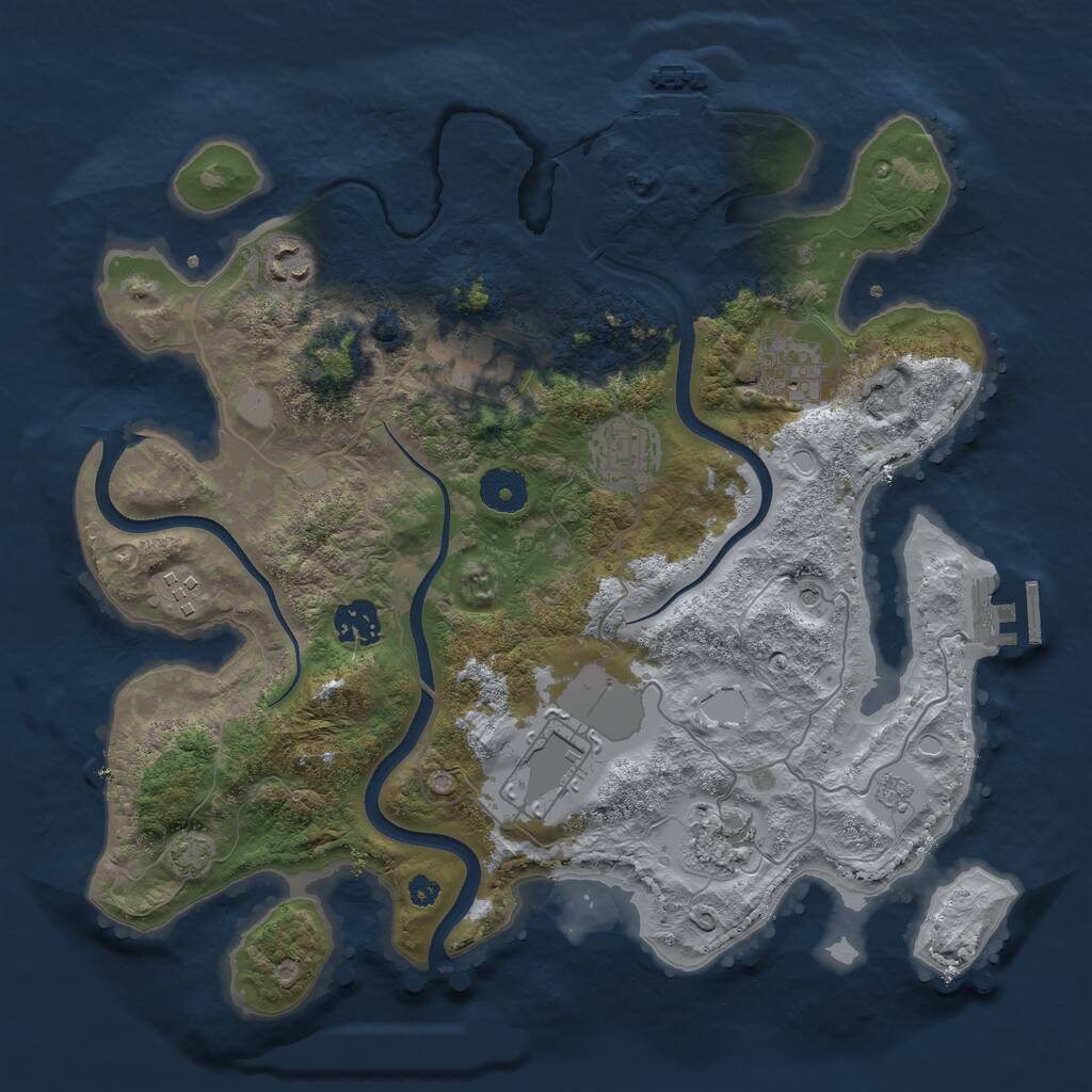 Rust Map: Procedural Map, Size: 3500, Seed: 686682, 14 Monuments