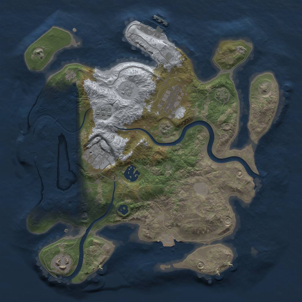 Rust Map: Procedural Map, Size: 3000, Seed: 1219423178, 10 Monuments