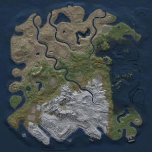 Thumbnail Rust Map: Procedural Map, Size: 5000, Seed: 1630674651, 17 Monuments