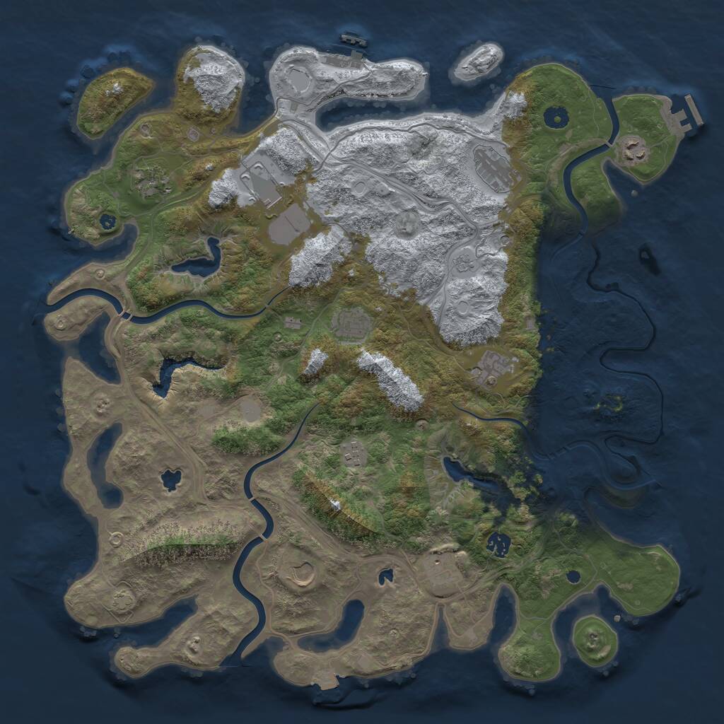 Rust Map: Procedural Map, Size: 4500, Seed: 235310446, 16 Monuments