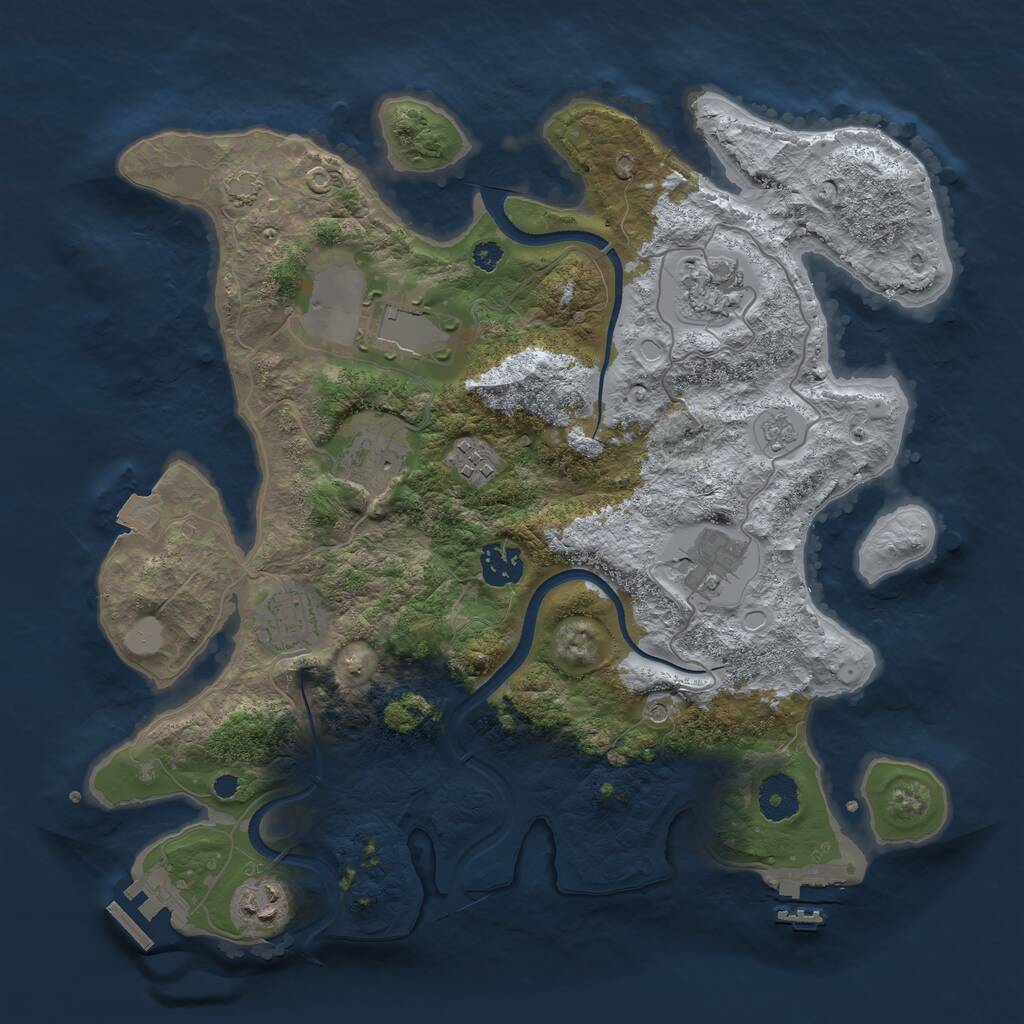 Rust Map: Procedural Map, Size: 3500, Seed: 7880, 14 Monuments