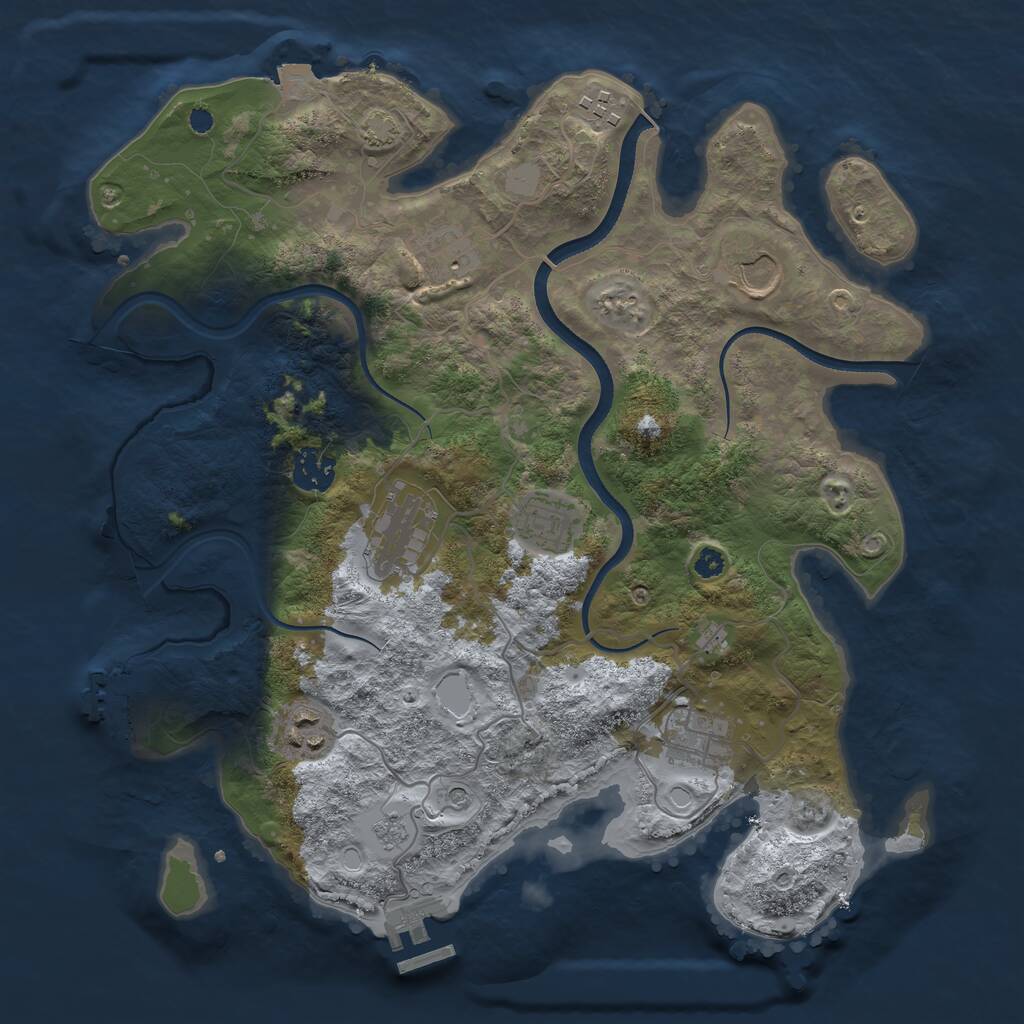 Rust Map: Procedural Map, Size: 3500, Seed: 284516434, 14 Monuments