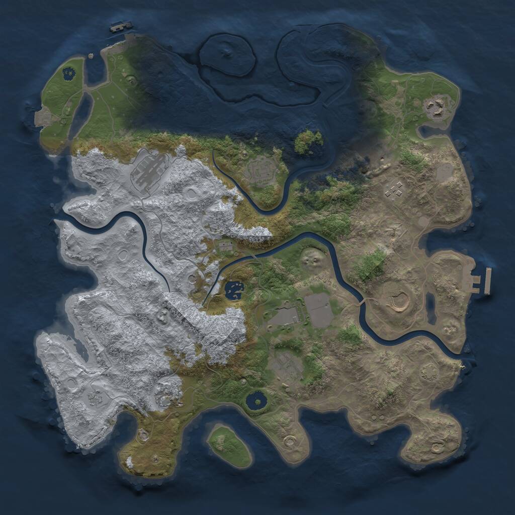 Rust Map: Procedural Map, Size: 3900, Seed: 830282990, 16 Monuments