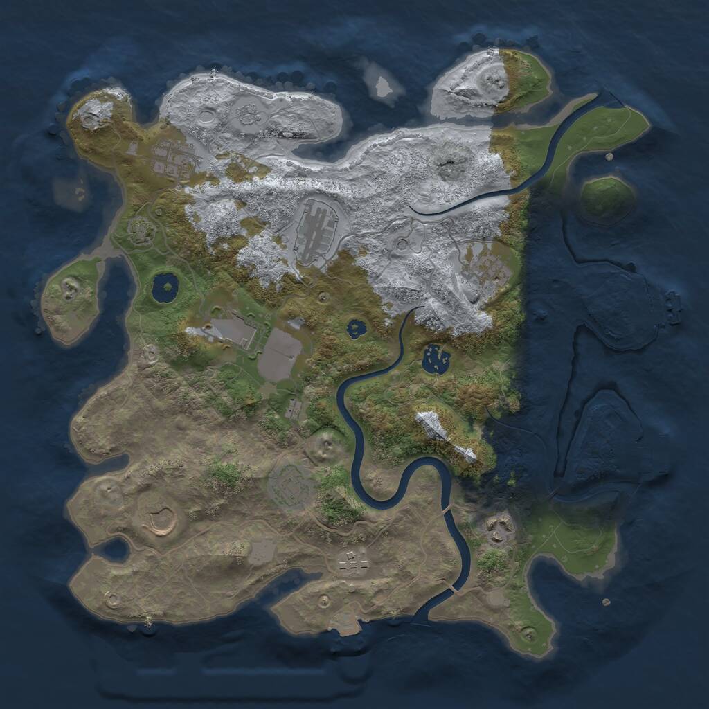 Rust Map: Procedural Map, Size: 3700, Seed: 1381210754, 15 Monuments
