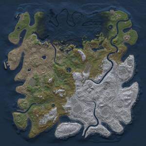 Thumbnail Rust Map: Procedural Map, Size: 4500, Seed: 40663159, 17 Monuments