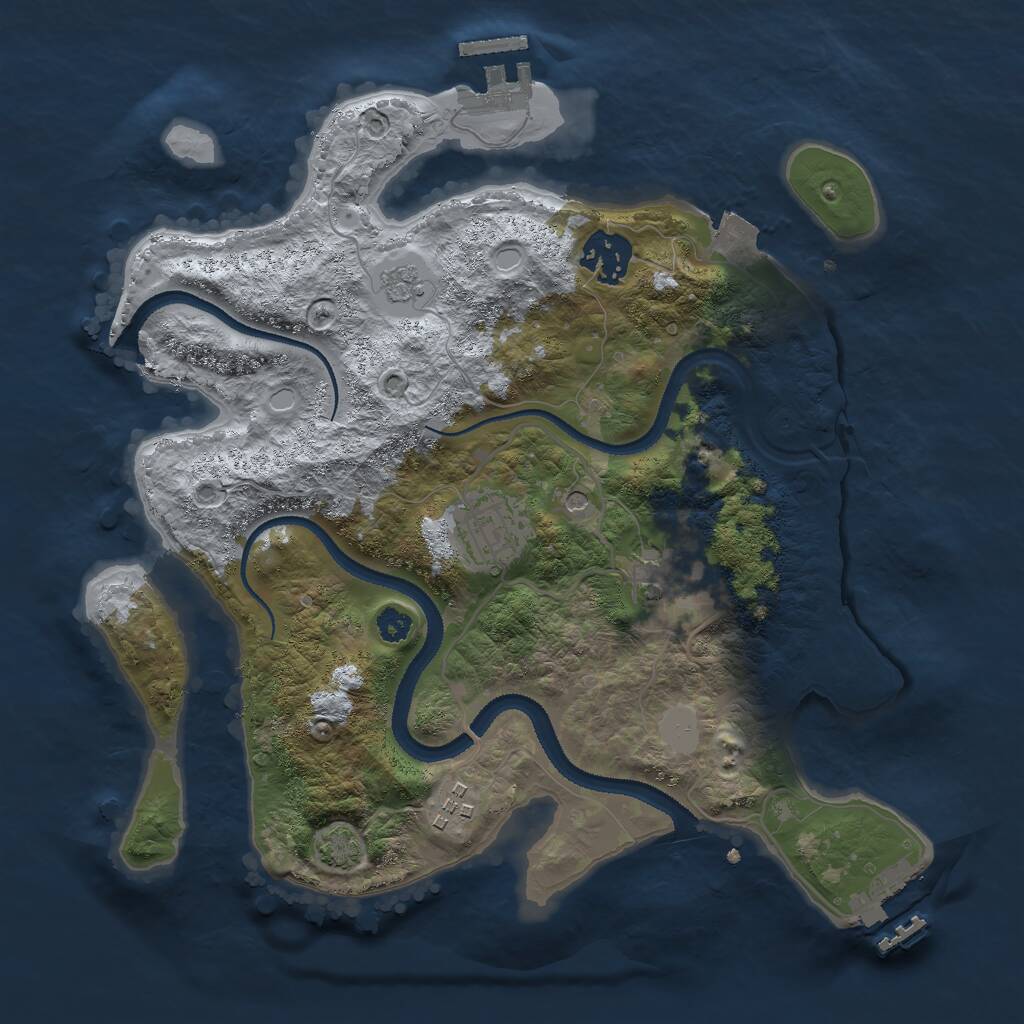 Rust Map: Procedural Map, Size: 3000, Seed: 14332, 10 Monuments