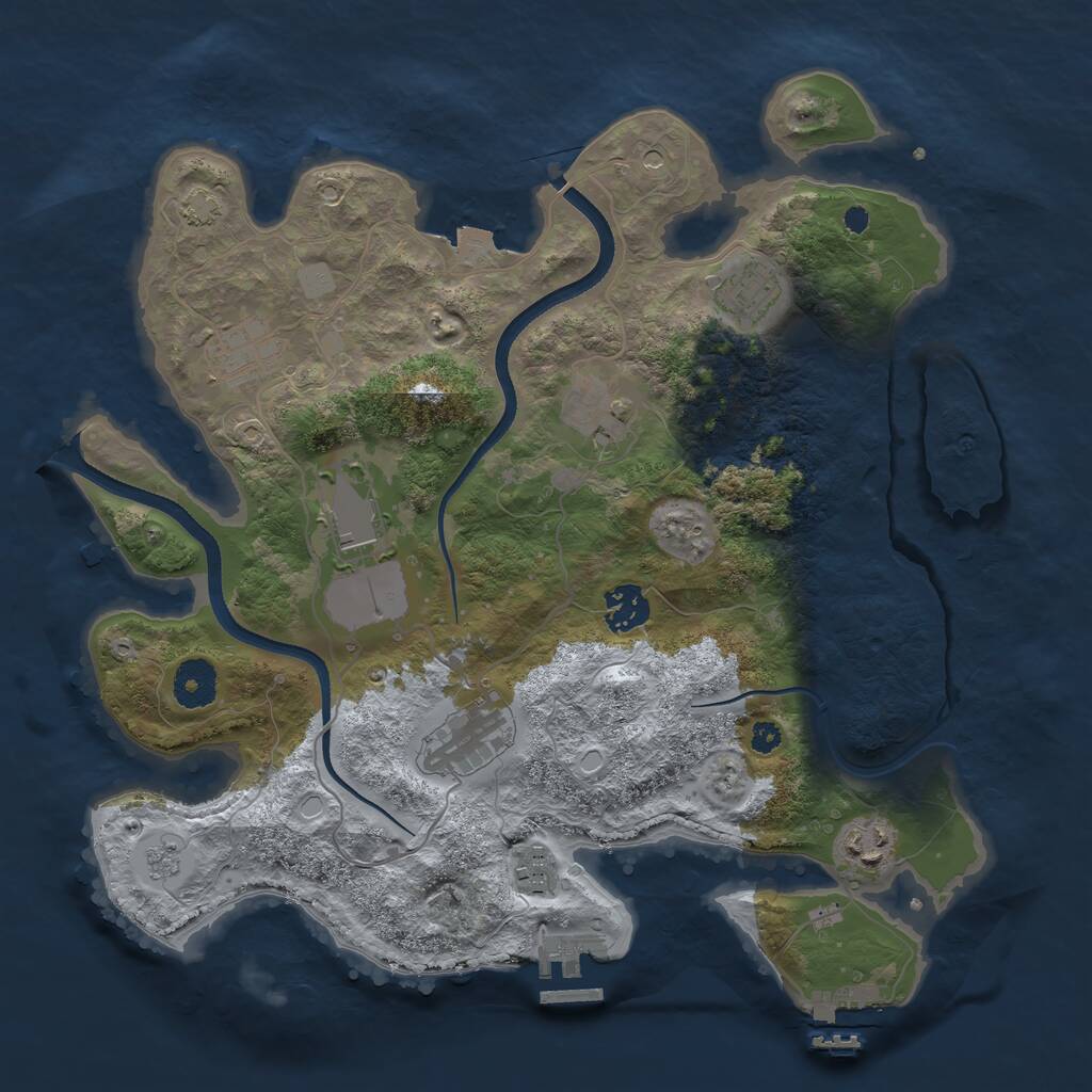 Rust Map: Procedural Map, Size: 3500, Seed: 1913627007, 14 Monuments