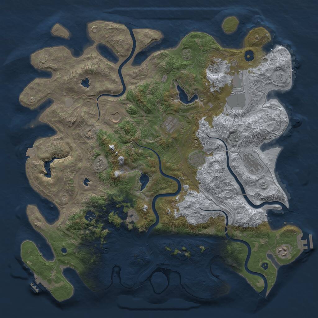 Rust Map: Procedural Map, Size: 4500, Seed: 129181, 16 Monuments