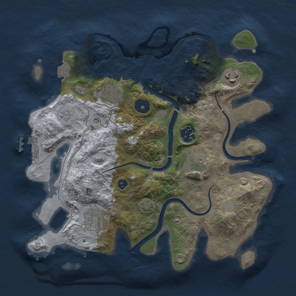 Rust Map: Procedural Map, Size: 3000, Seed: 207806046, 11 Monuments