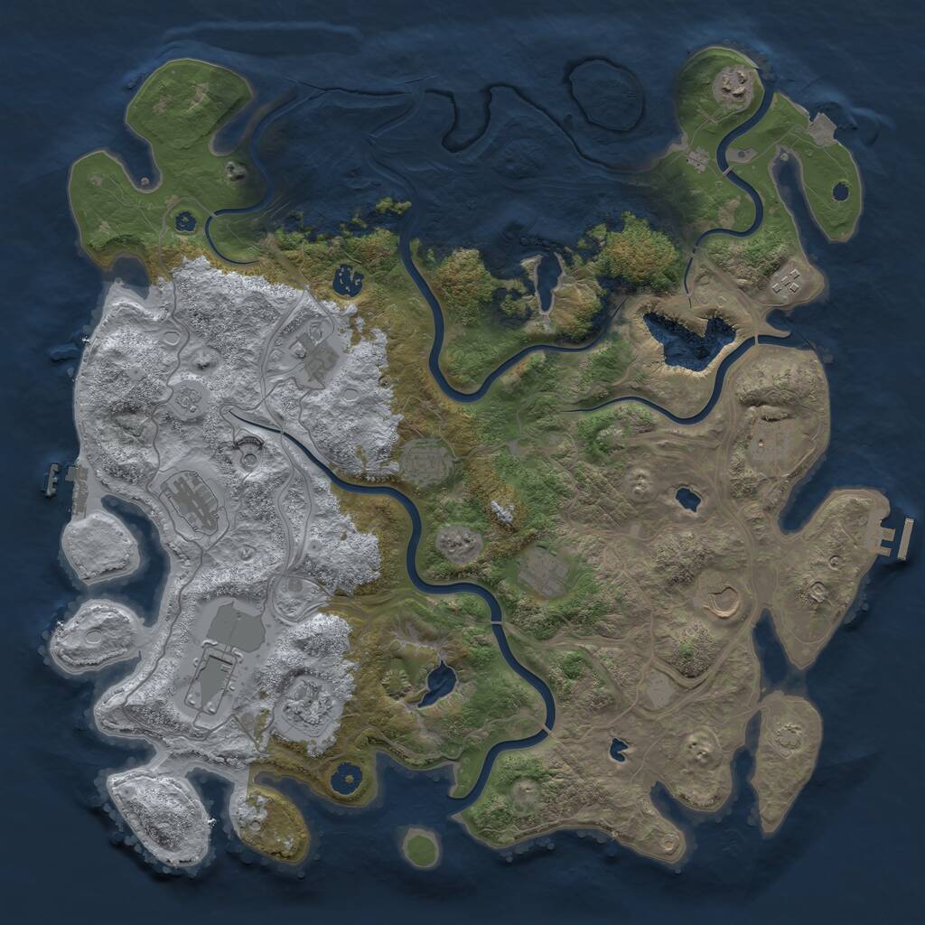 Rust Map: Procedural Map, Size: 4500, Seed: 2001858498, 17 Monuments