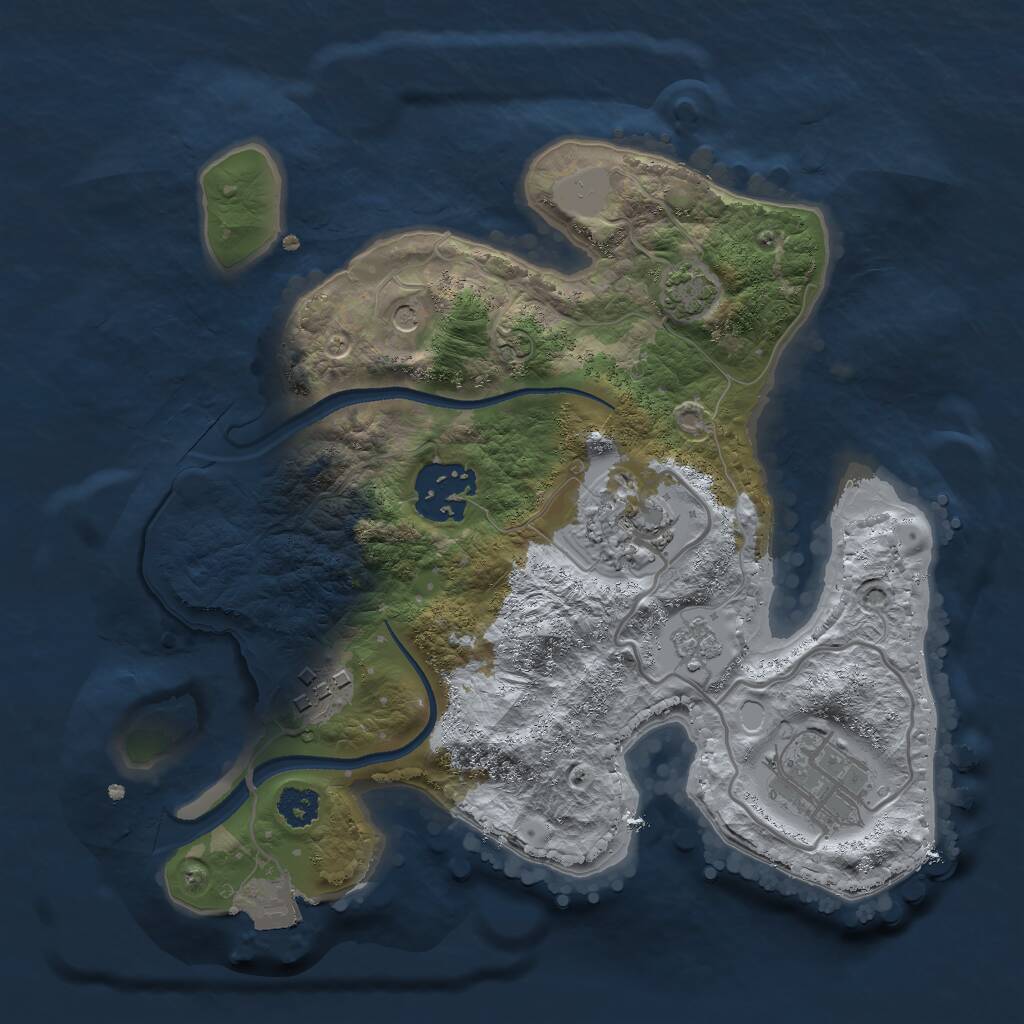 Rust Map: Procedural Map, Size: 2500, Seed: 1653022355, 8 Monuments