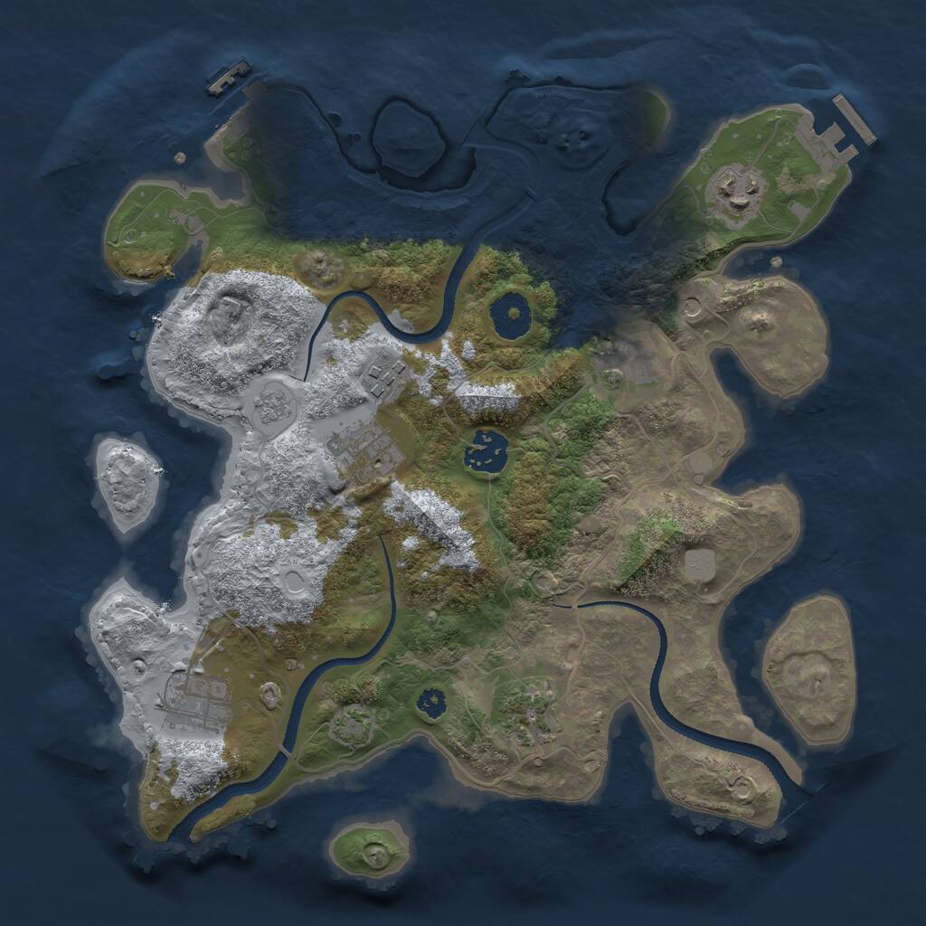 Rust Map: Procedural Map, Size: 3200, Seed: 6768623, 13 Monuments
