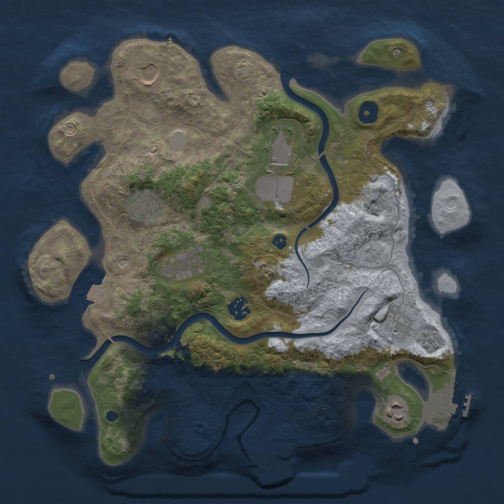 Rust Map: Procedural Map, Size: 3500, Seed: 893170143, 14 Monuments