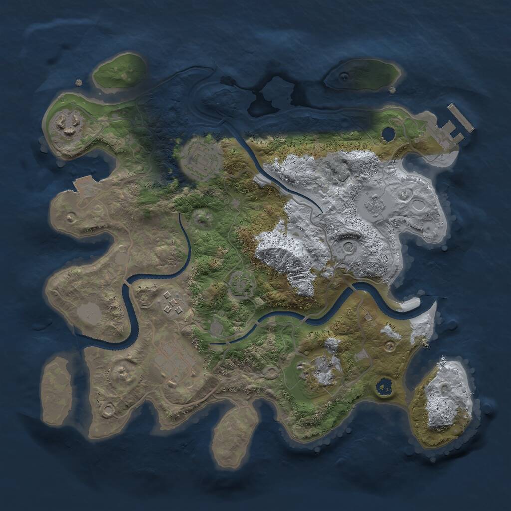 Rust Map: Procedural Map, Size: 3000, Seed: 1044200652, 10 Monuments
