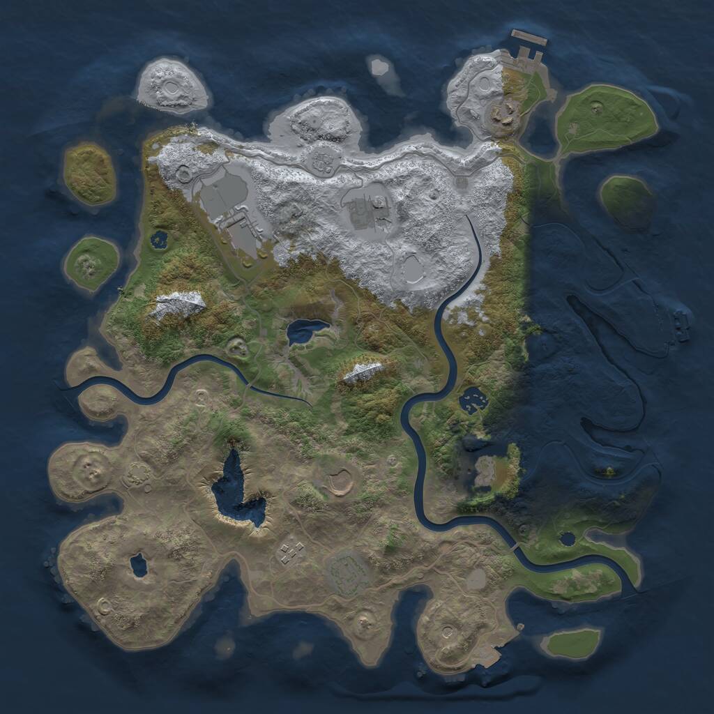 Rust Map: Procedural Map, Size: 4000, Seed: 1273047397, 14 Monuments