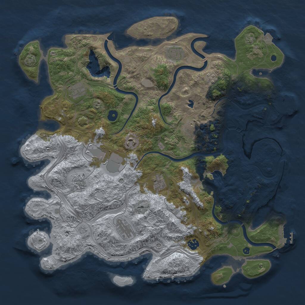 Rust Map: Procedural Map, Size: 4250, Seed: 939136723, 16 Monuments
