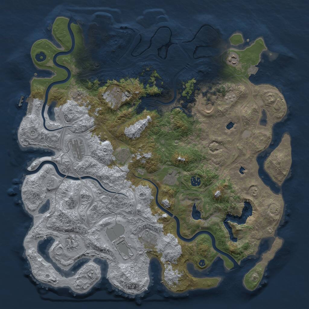 Rust Map: Procedural Map, Size: 4500, Seed: 746417186, 17 Monuments