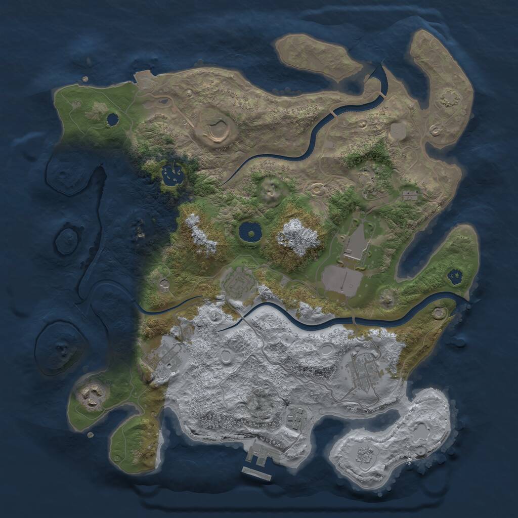 Rust Map: Procedural Map, Size: 3500, Seed: 30883, 14 Monuments