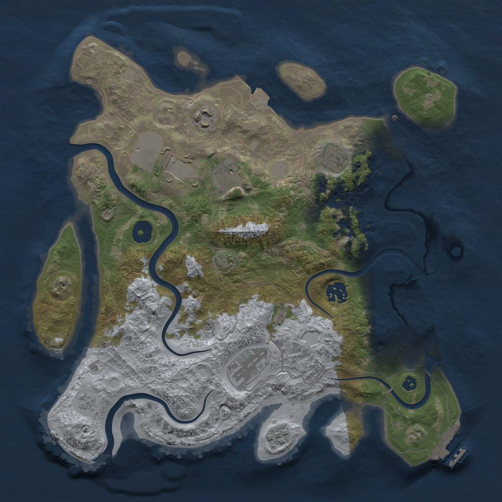 Rust Map: Procedural Map, Size: 3500, Seed: 1408743108, 12 Monuments