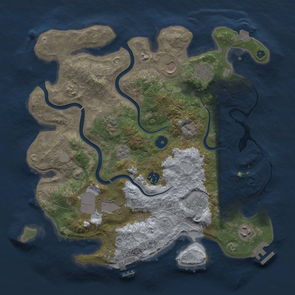 Rust Map: Procedural Map, Size: 3650, Seed: 115709931, 14 Monuments