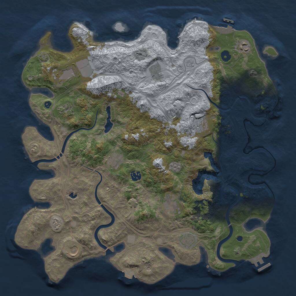 Rust Map: Procedural Map, Size: 4250, Seed: 888555, 17 Monuments