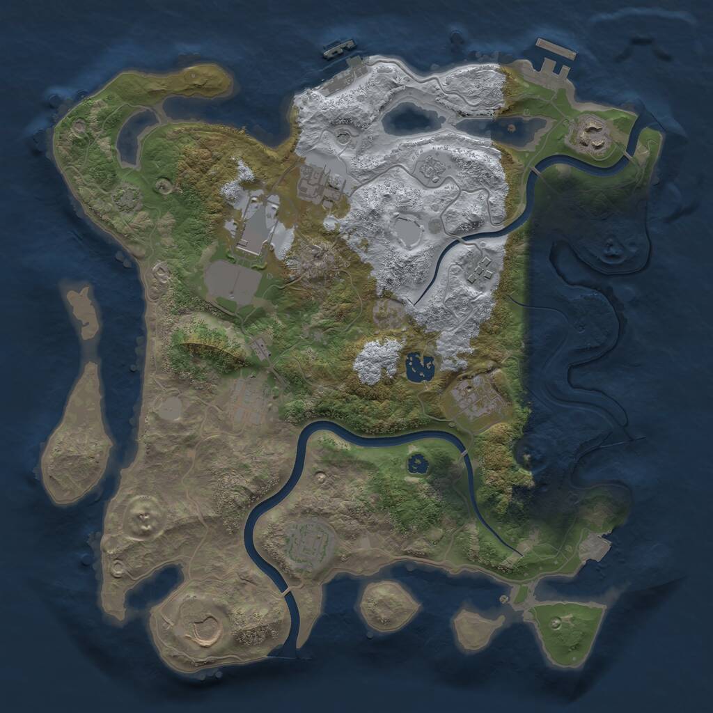 Rust Map: Procedural Map, Size: 3500, Seed: 4642666, 15 Monuments