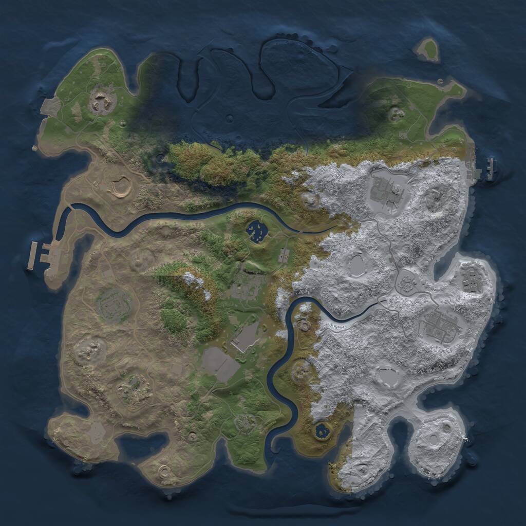 Rust Map: Procedural Map, Size: 3750, Seed: 1875979082, 16 Monuments