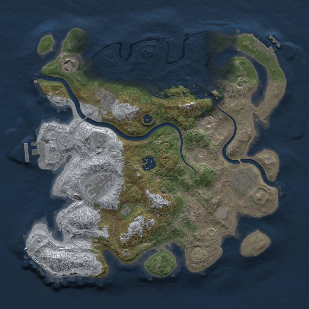 Rust Map: Procedural Map, Size: 3250, Seed: 784982619, 13 Monuments