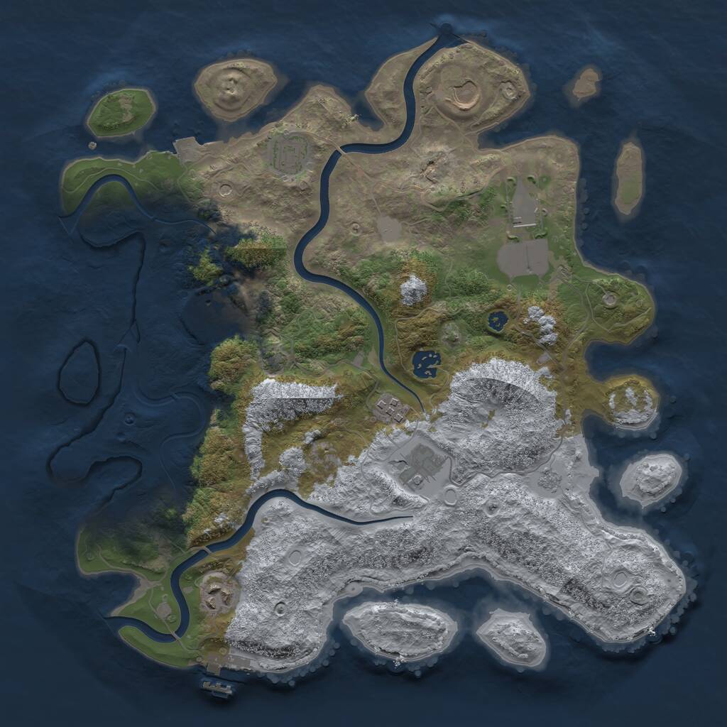 Rust Map: Procedural Map, Size: 3750, Seed: 811978921, 13 Monuments