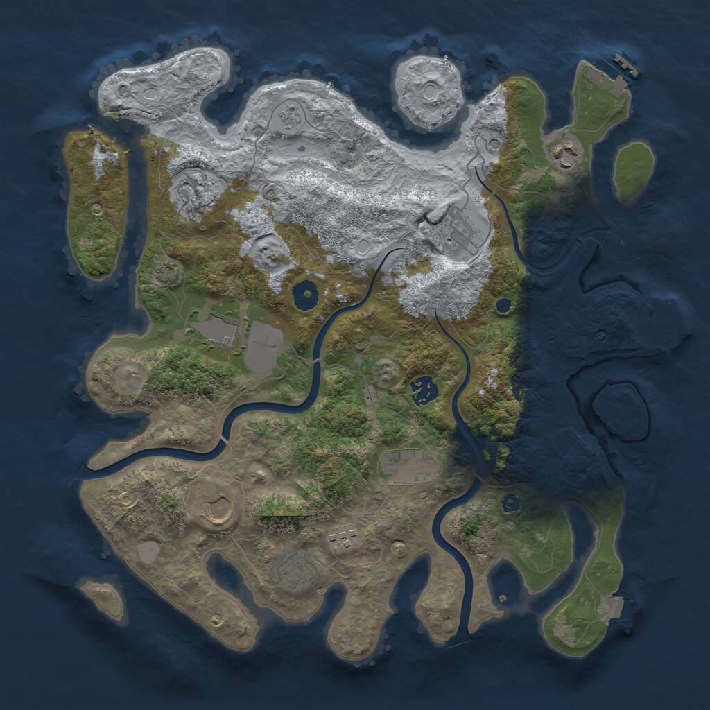 Rust Map: Procedural Map, Size: 3800, Seed: 1390525613, 15 Monuments