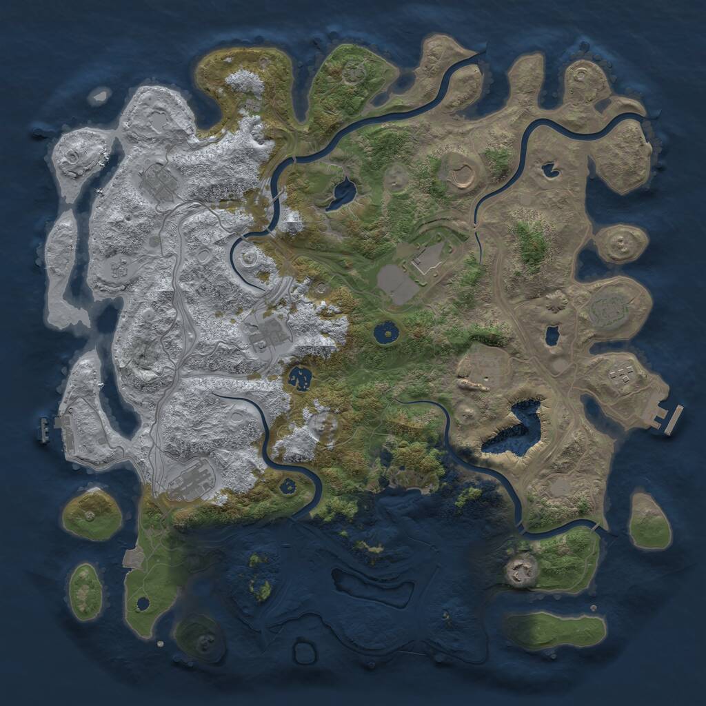 Rust Map: Procedural Map, Size: 4500, Seed: 186677597, 16 Monuments
