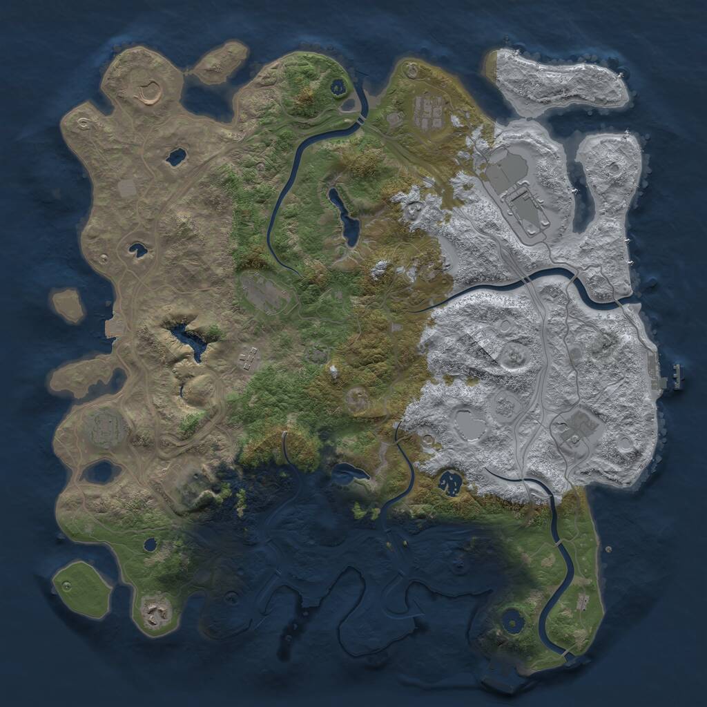 Rust Map: Procedural Map, Size: 4500, Seed: 345213, 17 Monuments