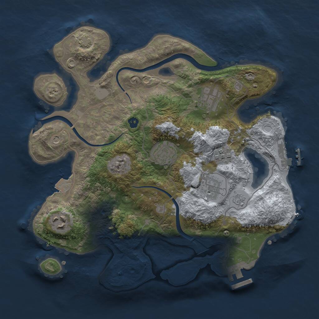 Rust Map: Procedural Map, Size: 3000, Seed: 2080457501, 11 Monuments