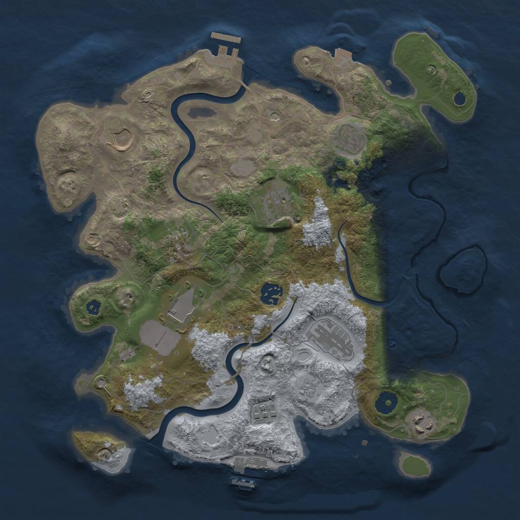 Rust Map: Procedural Map, Size: 3500, Seed: 1290382610, 15 Monuments