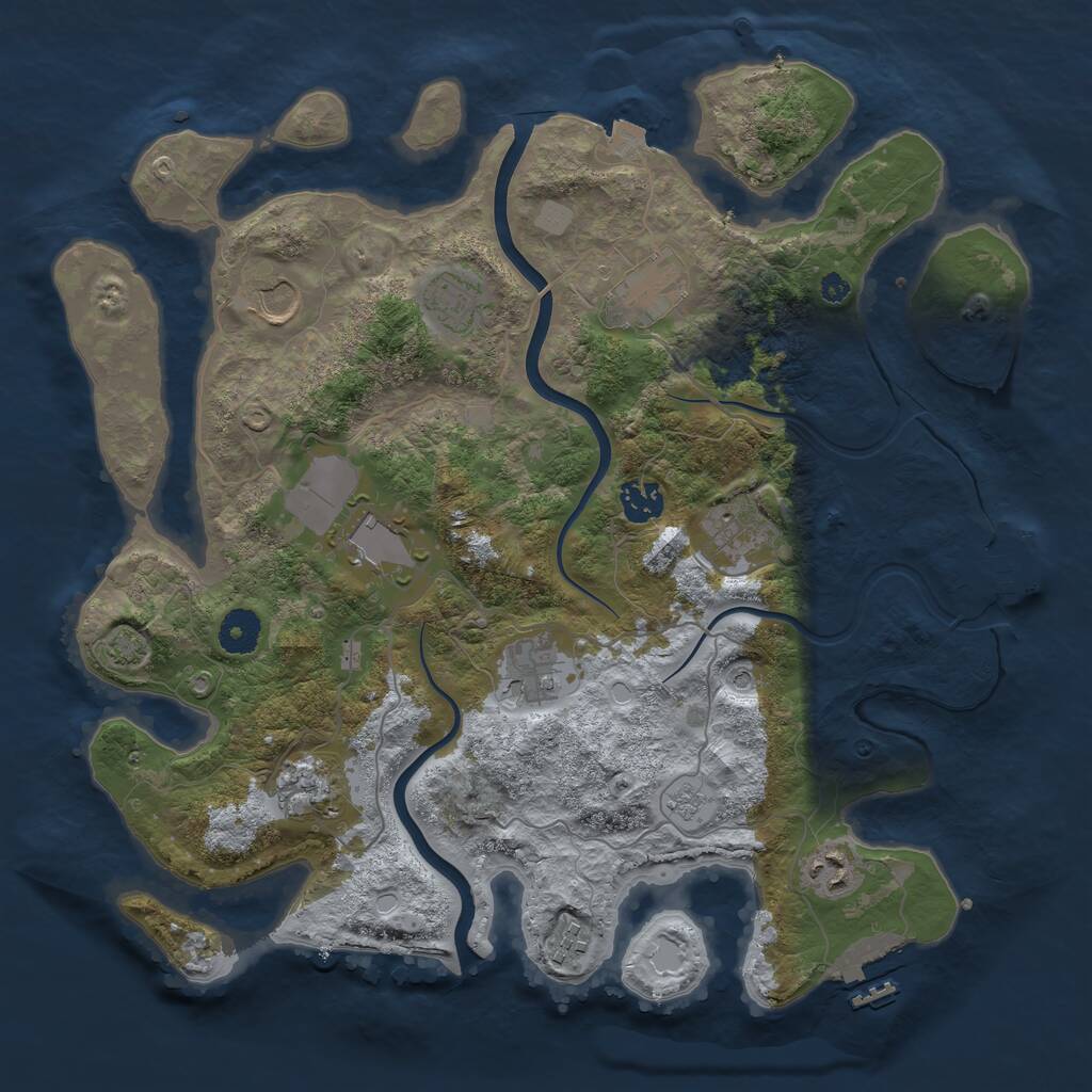 Rust Map: Procedural Map, Size: 3750, Seed: 8842069, 16 Monuments