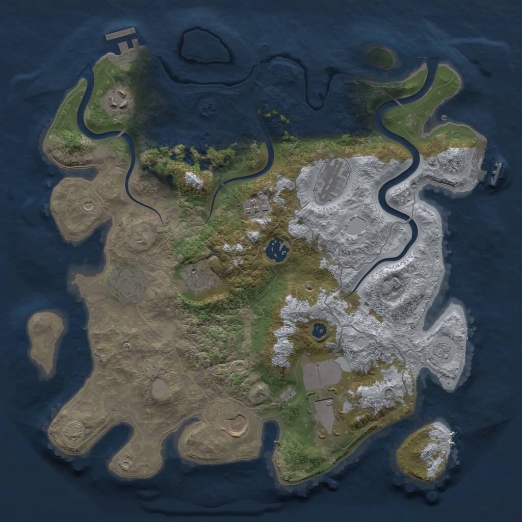 Rust Map: Procedural Map, Size: 3500, Seed: 946982615, 14 Monuments