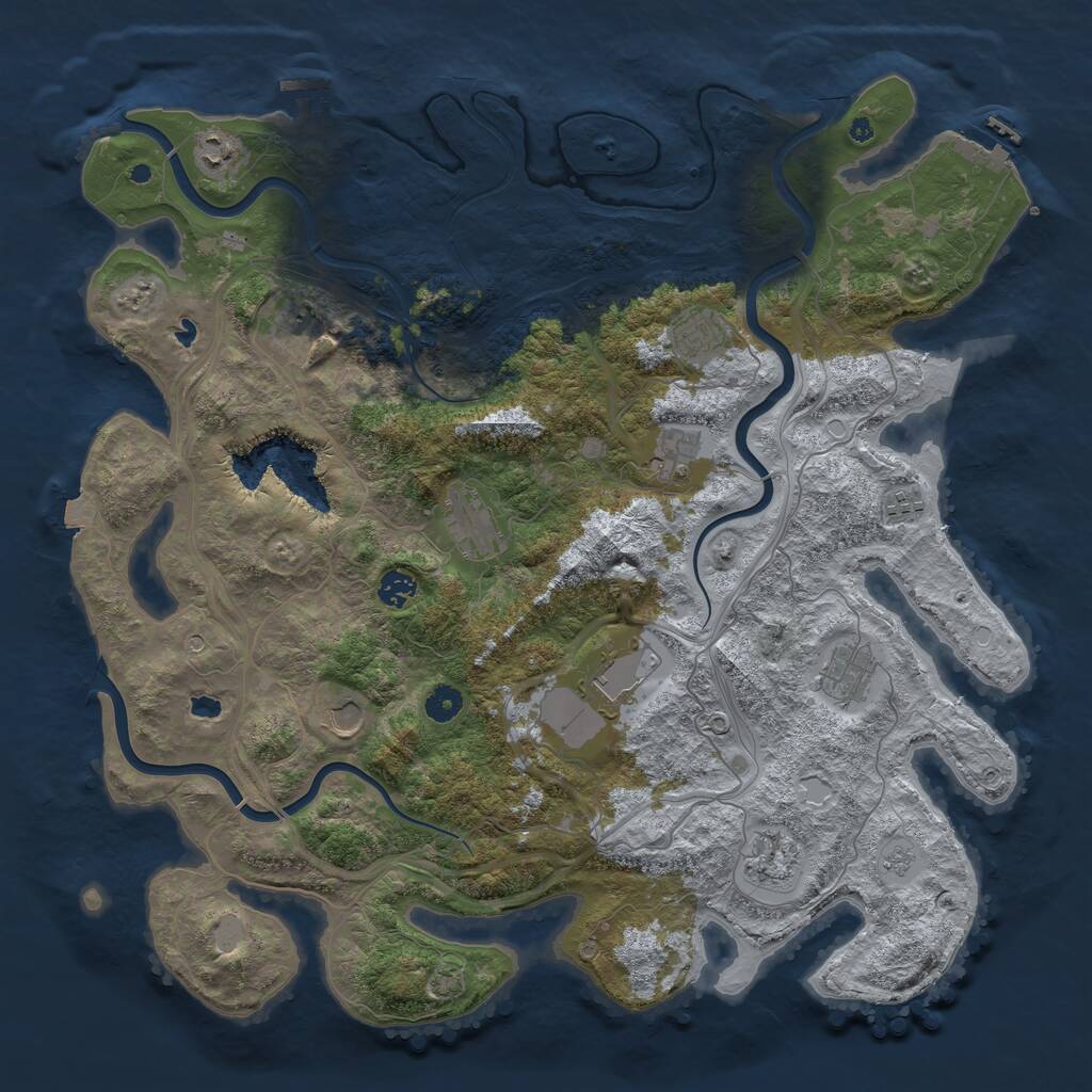 Rust Map: Procedural Map, Size: 4500, Seed: 1224553745, 17 Monuments