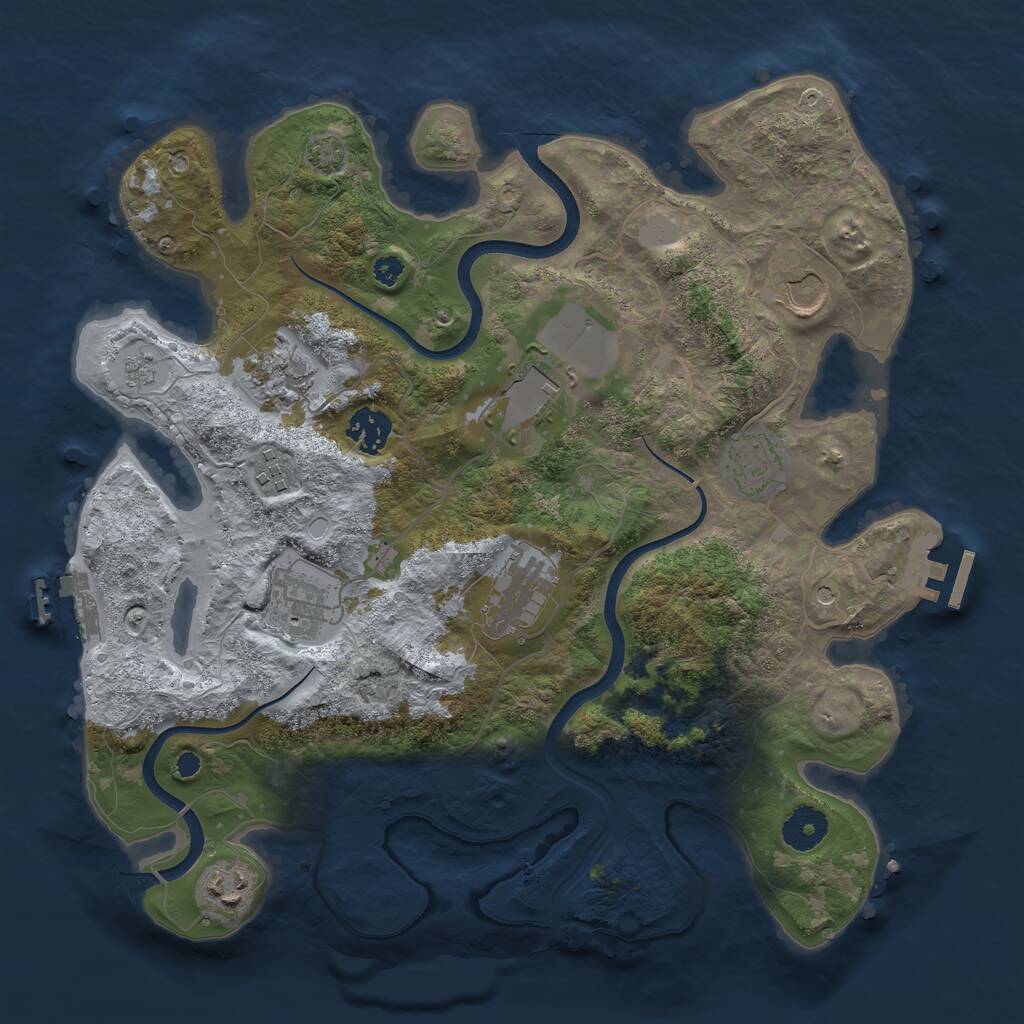 Rust Map: Procedural Map, Size: 3500, Seed: 1137870164, 15 Monuments