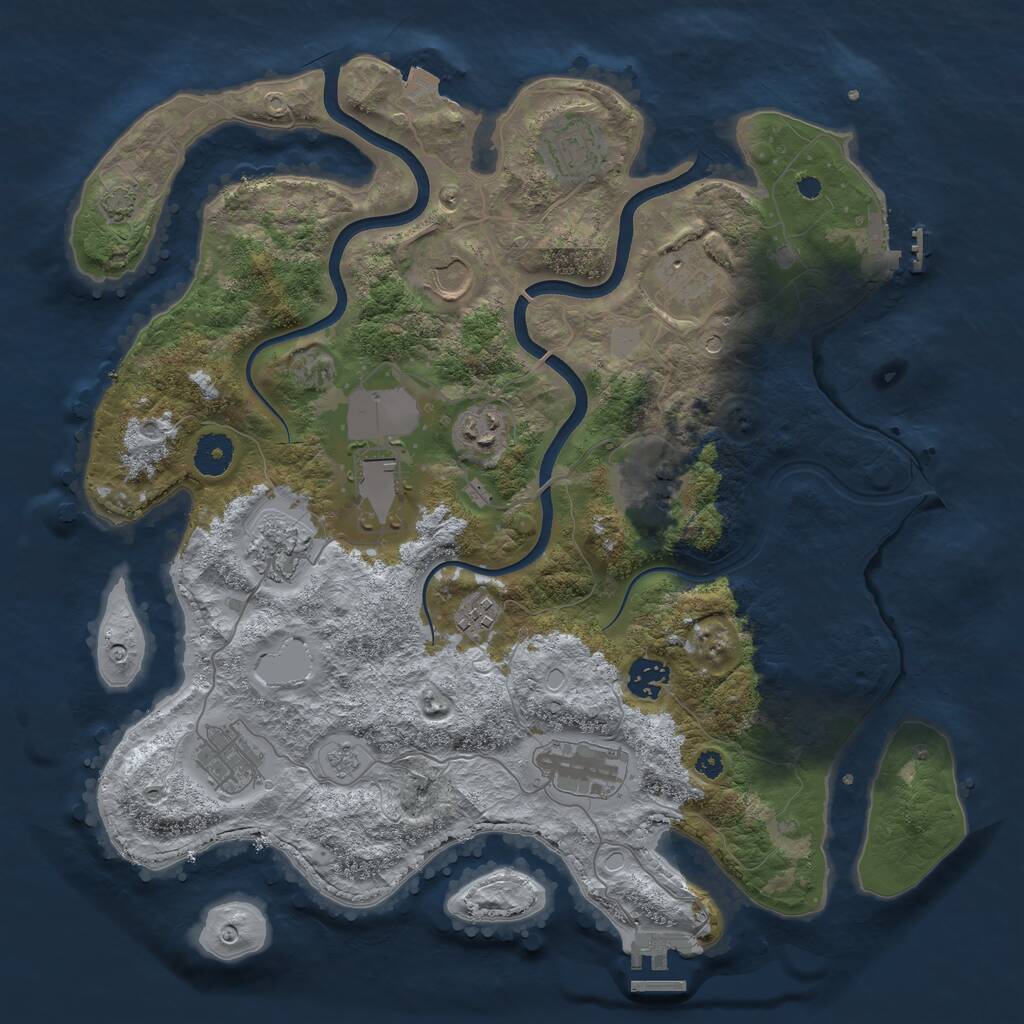 Rust Map: Procedural Map, Size: 3750, Seed: 1831557804, 17 Monuments