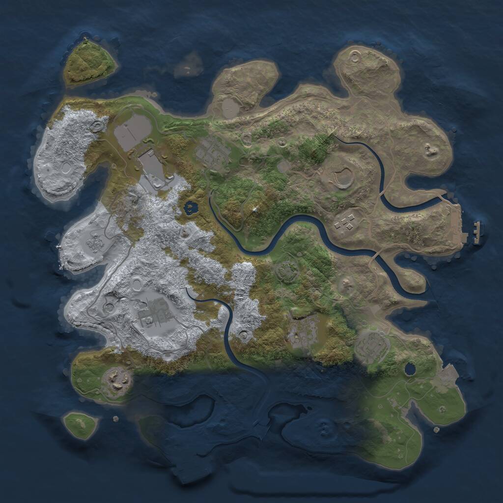 Rust Map: Procedural Map, Size: 3500, Seed: 1290150027, 14 Monuments