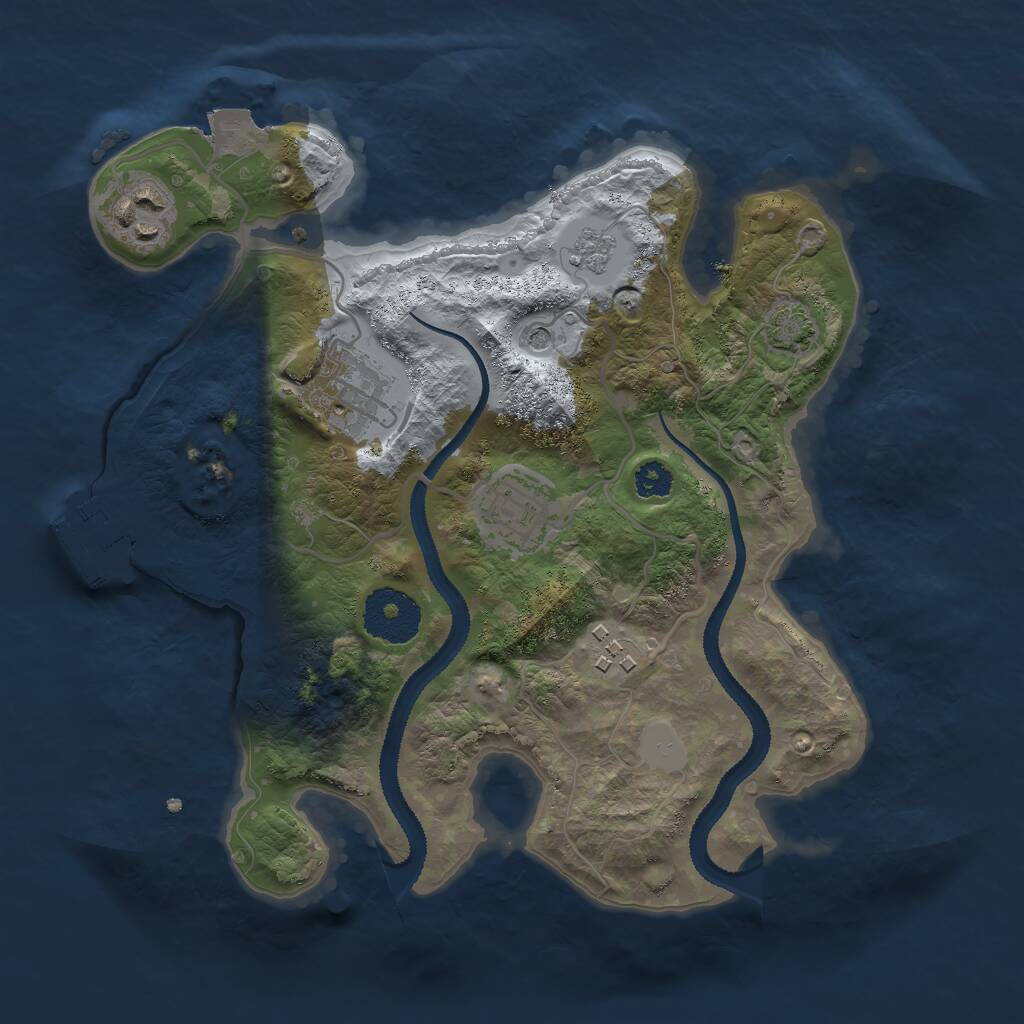 Rust Map: Procedural Map, Size: 2750, Seed: 1940167024, 9 Monuments