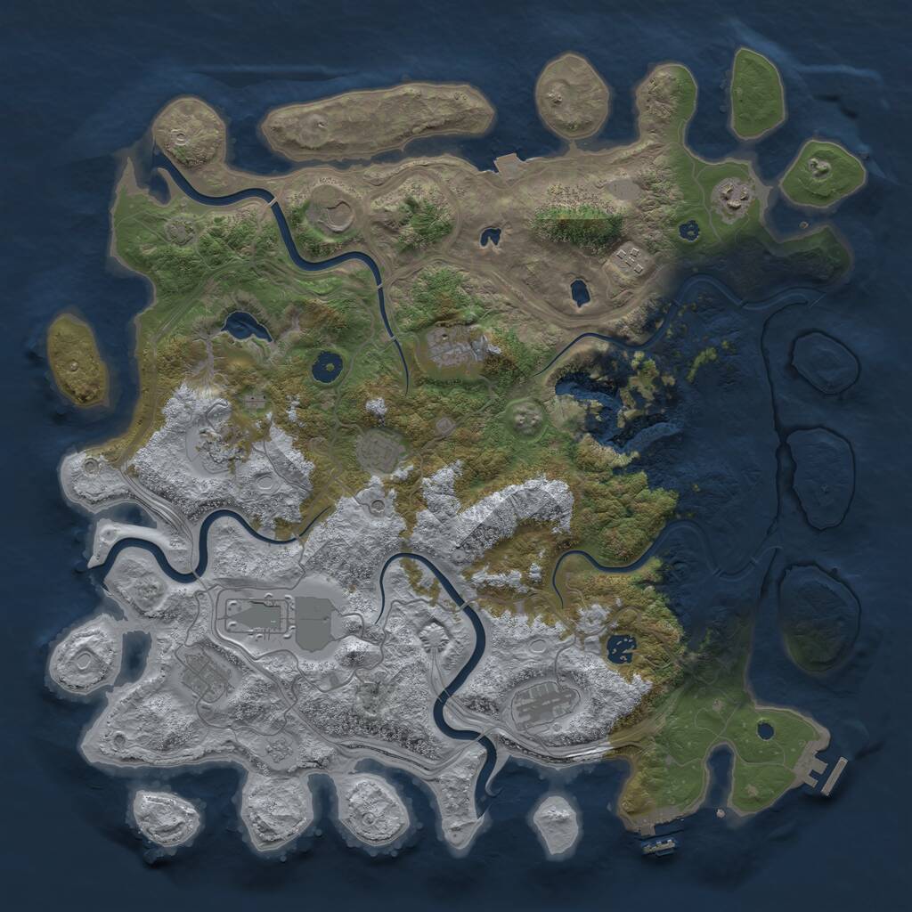 Rust Map: Procedural Map, Size: 4500, Seed: 19397179, 16 Monuments
