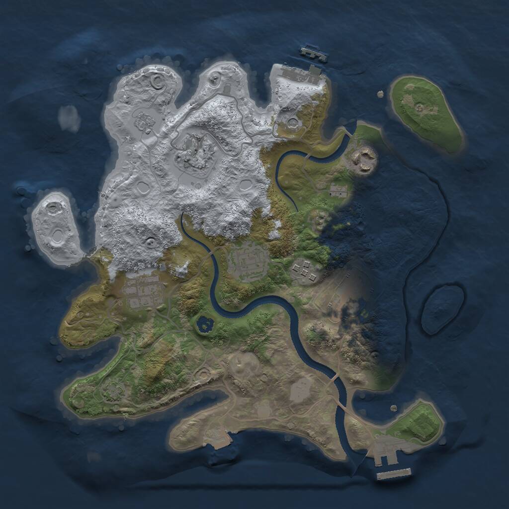 Rust Map: Procedural Map, Size: 3000, Seed: 720098929, 12 Monuments