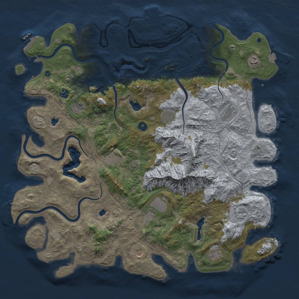 Rust Map: Procedural Map, Size: 5000, Seed: 7878, 17 Monuments