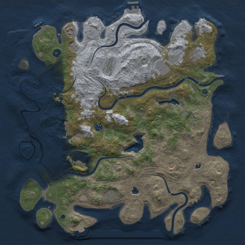 Rust Map: Procedural Map, Size: 4500, Seed: 117186691, 16 Monuments