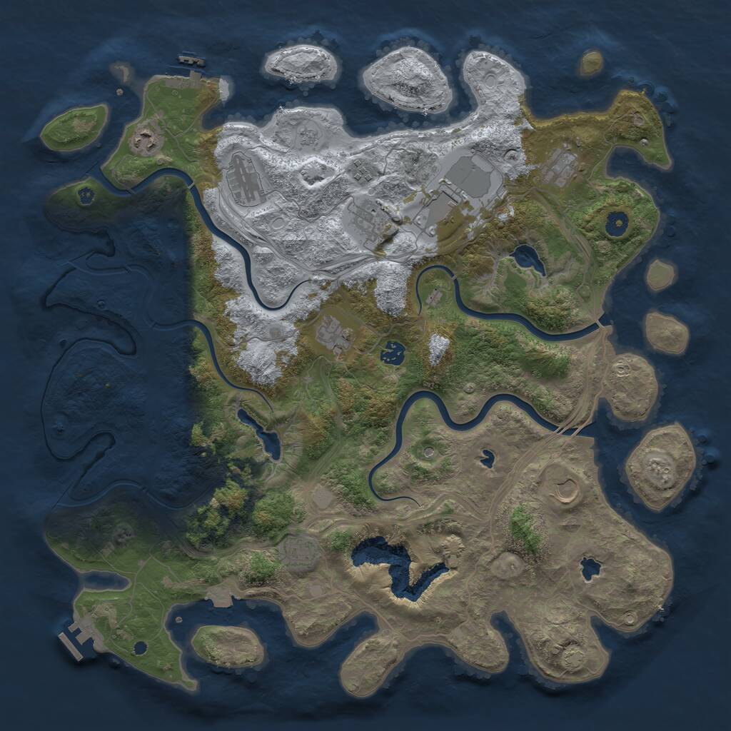 Rust Map: Procedural Map, Size: 4500, Seed: 3649789, 16 Monuments