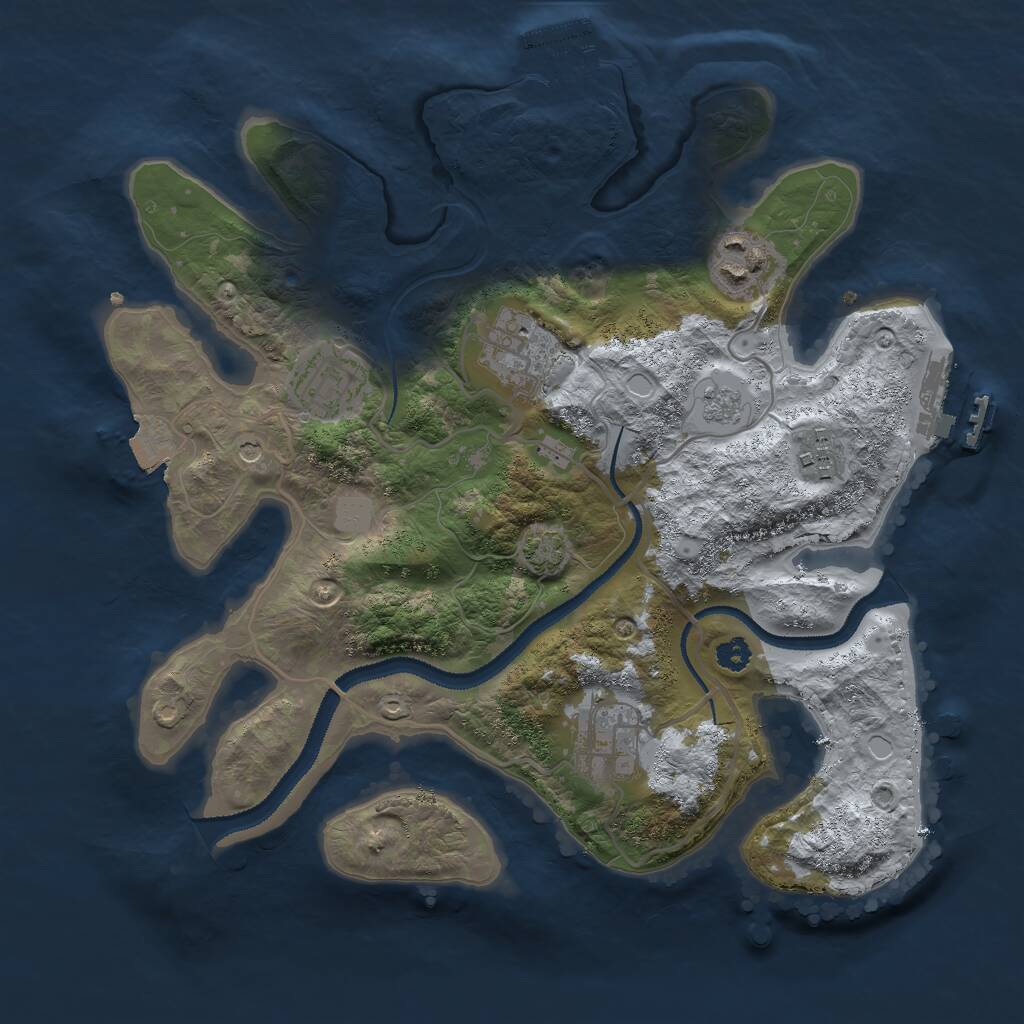 Rust Map: Procedural Map, Size: 3000, Seed: 1030465042, 11 Monuments