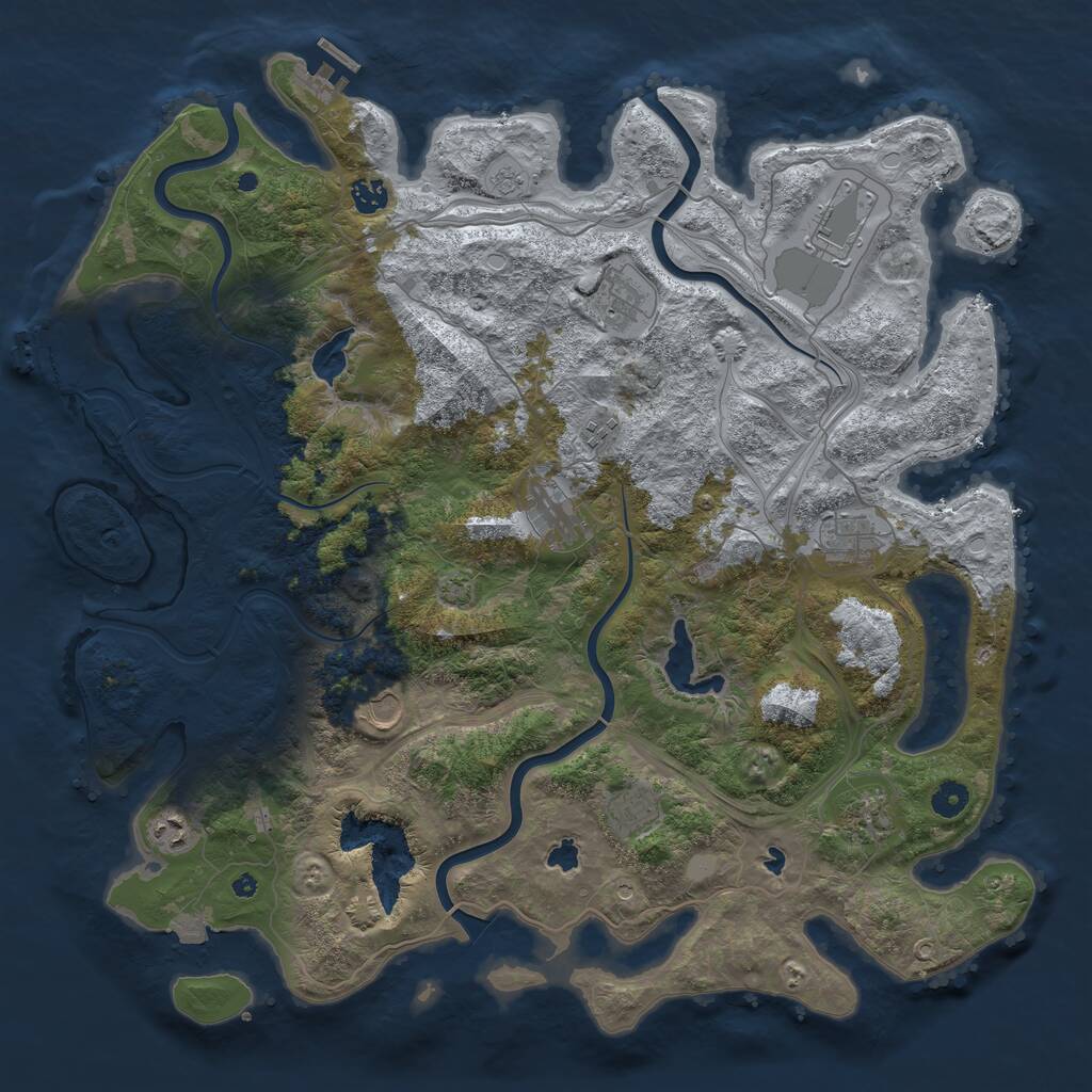Rust Map: Procedural Map, Size: 4500, Seed: 1269249649, 16 Monuments
